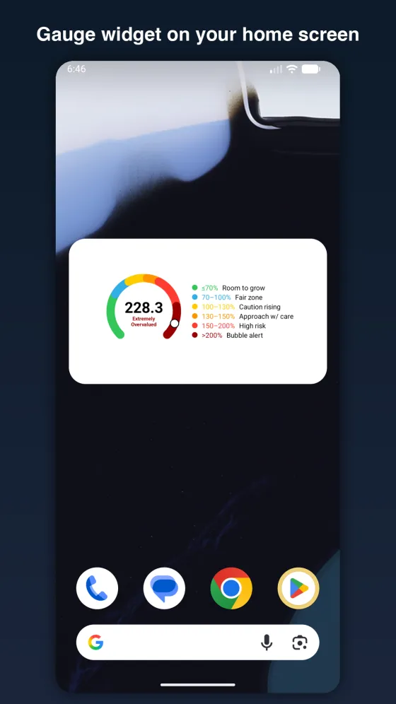 Bubble Watch gauge widget on an Android home screen